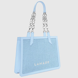 BEATRIX TOTE BAG AZZURRA CON CATENA